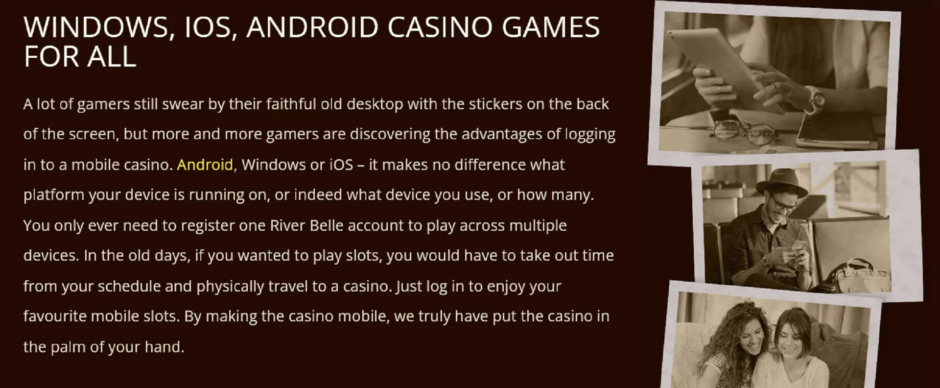 Screenshot of compatible devices for online casino River Belle site