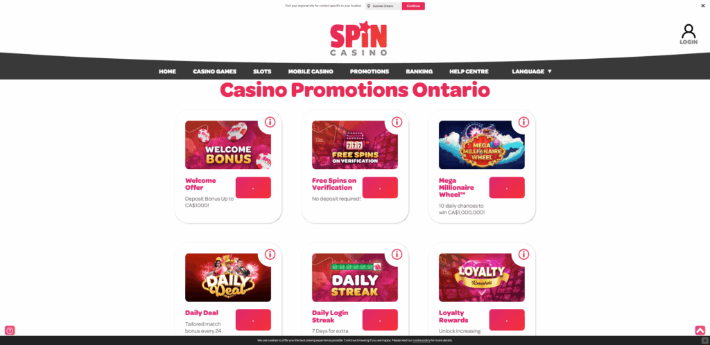 Spin Casino Bonuses