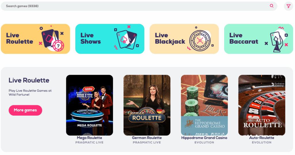 Wild Fortune Live Casino